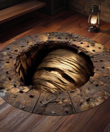 Mummy Awakening Quilted Round Mat