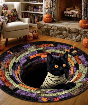 Mummy Whiskers Quilted Round Mat