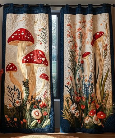 Mushroom Garden Quilted Curtains