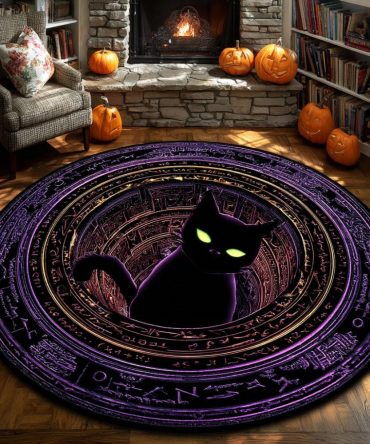 Mystic Cat Quilted Round Mat