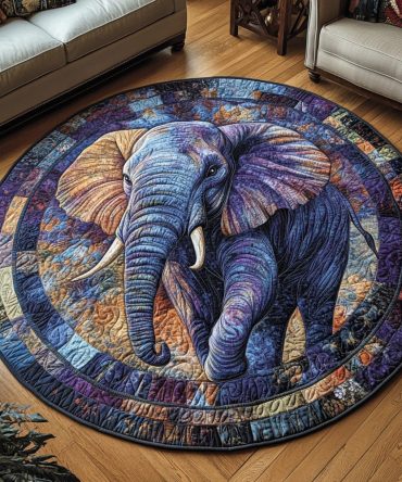 Mystic Elephant Quilted Round Mat