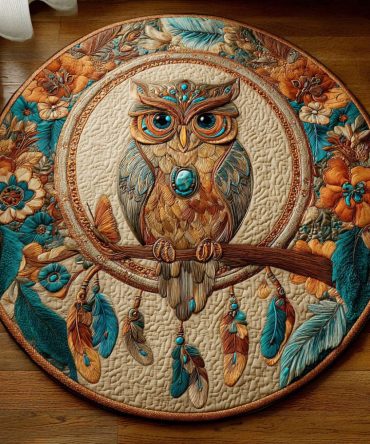 Mystic Feathers Quilted Round Mat