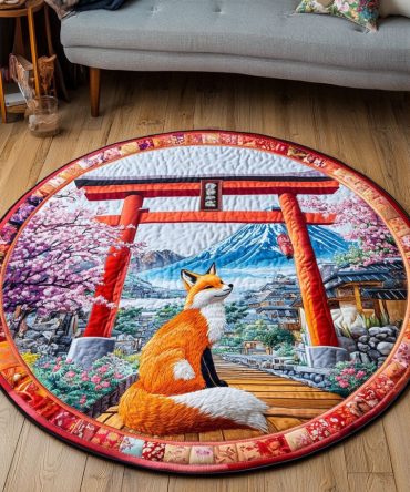 Mystic Kitsune Quilted Round Mat