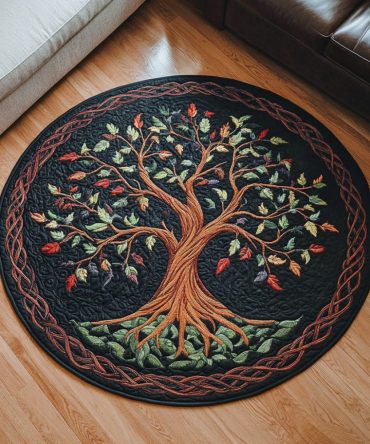 Whispering Leaves Quilted Round Mat