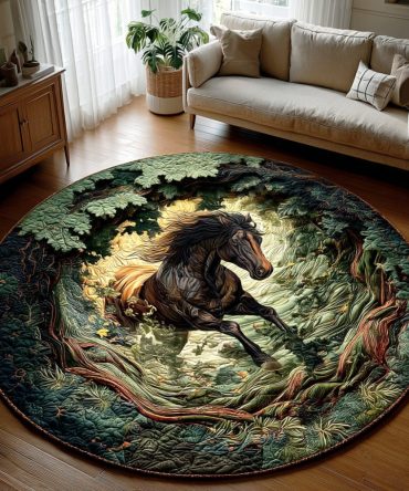 Mystic Stallion Soul Quilted Round Mat