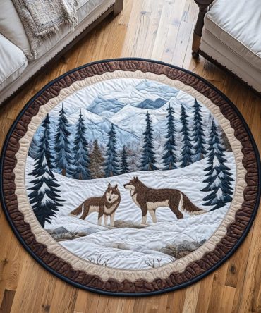 Mystic Wolf Quilted Round Mat