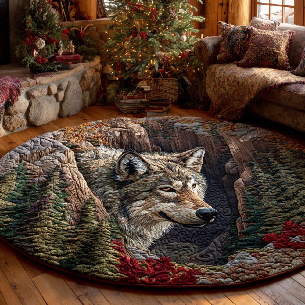 Mystic Wolf Quilted Round Mat