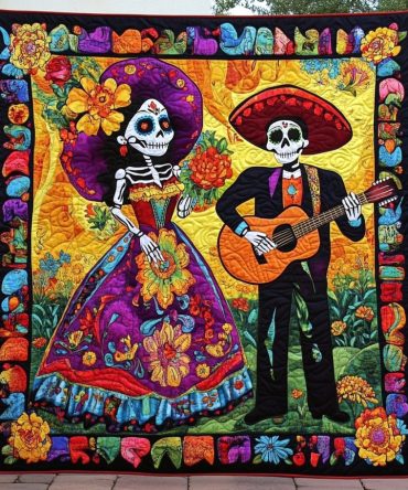 Dia De Los Muertos Quilted Blanket
