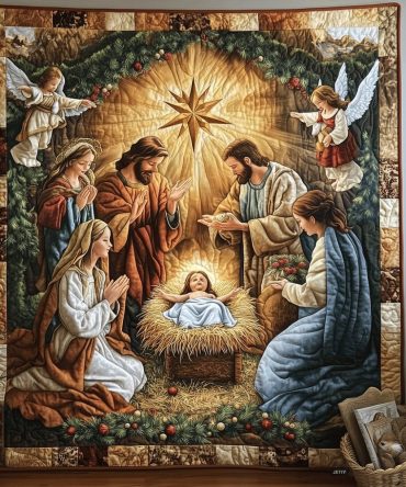 Bethlehem Scene Quilted Blanket