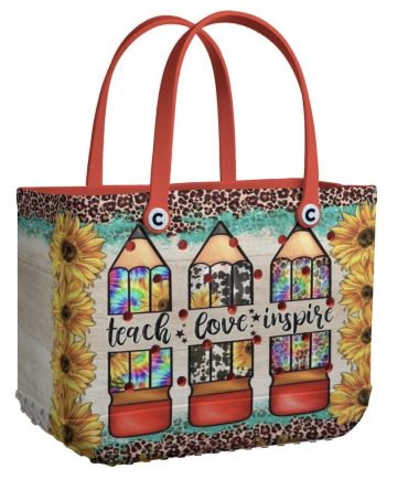 Stylish Teacher Tote Bag - Inspire With Sunflower & Pencil Design - Perfect Gift For Educators