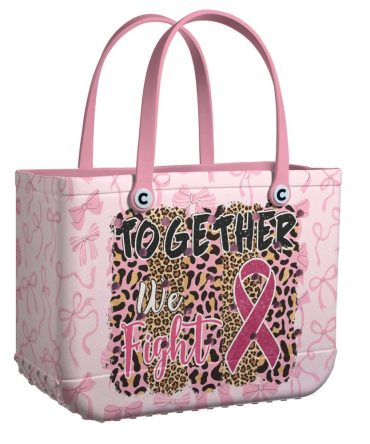 Pink Ribbon Tote Bag - Together We Fight - Breast Cancer Awareness Gift