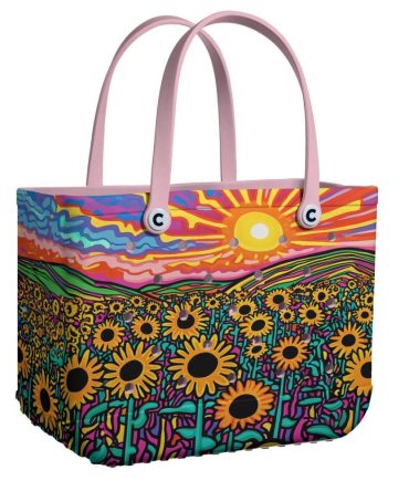 Bucket Tote Bag, Limited Edition Bogg Bag, Beach Bag Field Of Joy