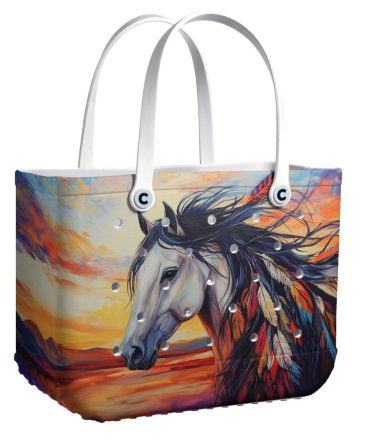Bucket Tote Bag, Limited Edition Bogg Bag, Beach Bag Native Horse