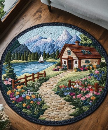 Nature Canvas Quilted Round Mat