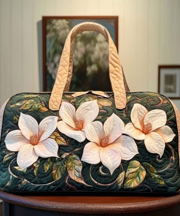 Nature Charm Quilted Duffle Bag - Botanical Floral Quilted Weekend Travel & Gym Carry-On Overnight Bag