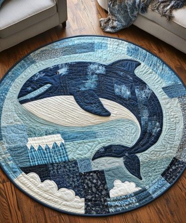 Nebula Whale Quilted Round Mat