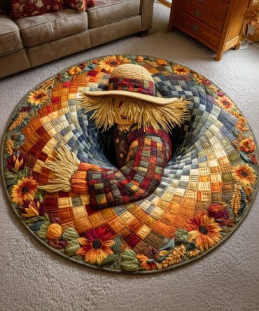 Night Scarecrow Quilted Round Mat