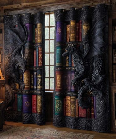 Nightfall Onyx Dragons Quilted Curtains