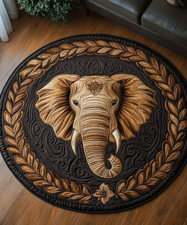 Noble Elephant Quilted Round Mat