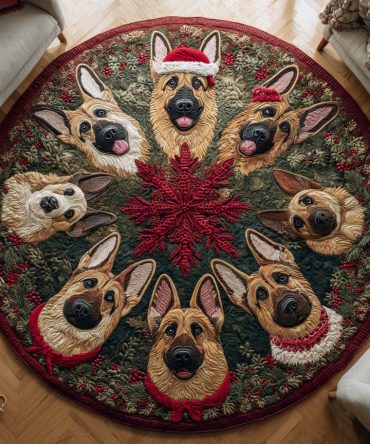 Noel German Shepherd Quilted Round Mat