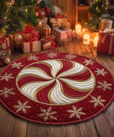 North Pole Swirl Quilted Round Mat
