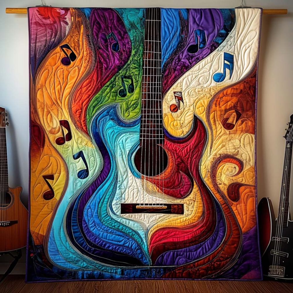 Notes In Color Waves Quilted Blanket