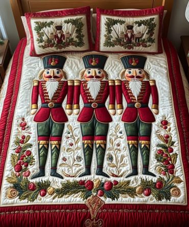 Nutcracker Holiday Spirit 3-Piece Quilted Bedding Set