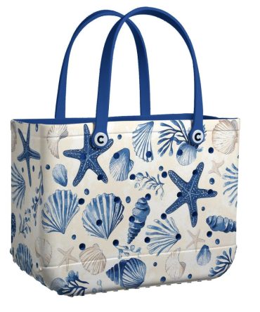 Stylish Beach Tote Bag With Nautical Seashell Design - Durable & Spacious For Summer Days