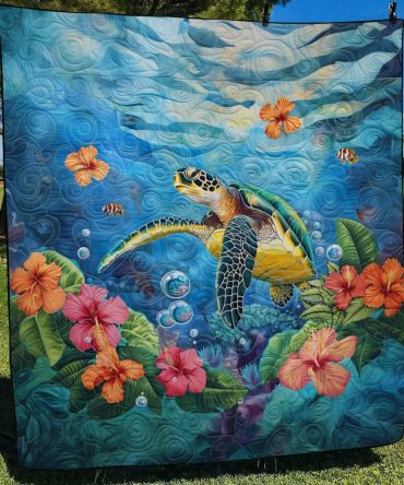 Ocean Turtle Quilted Blanket
