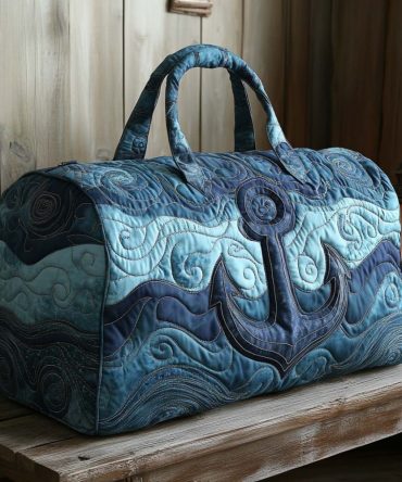 Ocean Anchor Quilted Duffle Bag — Nautical Quilted Travel & Gym Duffel for Beach Trips, Weekend Getaways, Cruise Carry-On