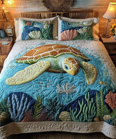 Ocean Calm 3-Piece Quilted Bedding Set