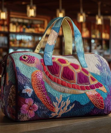 Ocean Drift Quilted Duffle Bag — Quilted Ocean Wave Weekender Travel Bag, Beach Carry-On & Gym Overnight Bag