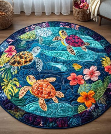 Ocean Embrace Quilted Round Mat