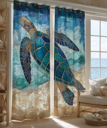 Ocean Explorer Turtle Quilted Curtains