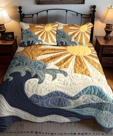 Ocean Sunrise 3-Piece Quilted Bedding Set