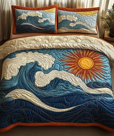 Ocean Sunrise 3-Piece Quilted Bedding Set