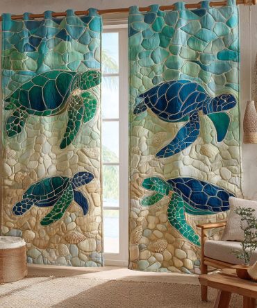 Ocean Turtle Trio Quilted Curtains