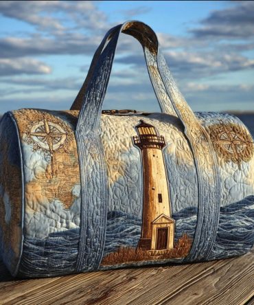 Ocean Voyage Quilted Duffle Bag — Nautical Travel Weekender & Carry-On Overnight Bag with Quilted Seaside Sailboat Design