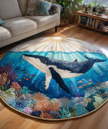 Ocean Whale Quilted Round Mat