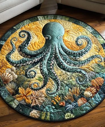 Octopus Bloom Quilted Round Mat