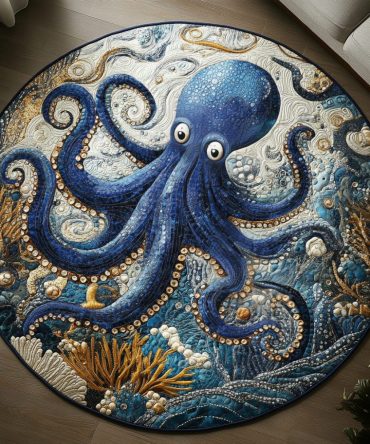 Octopus Embrace Quilted Round Mat