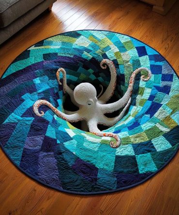 Octopus Spiral Quilted Round Mat