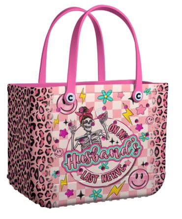 Fun Pink Leopard Tote Bag - Sassy Skeleton Design Perfect For Bold Fashionistas