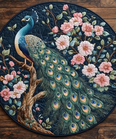 Opulent Feather Dance Quilted Round Mat