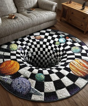 Orbital Whirl Quilted Round Mat