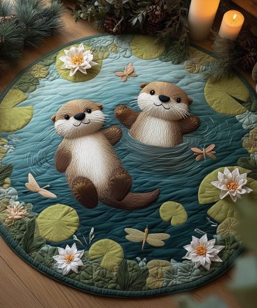 Otter Love Oasis Quilted Round Mat