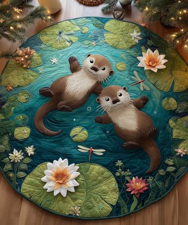 Otterly Enchanted Pond Quilted Round Mat