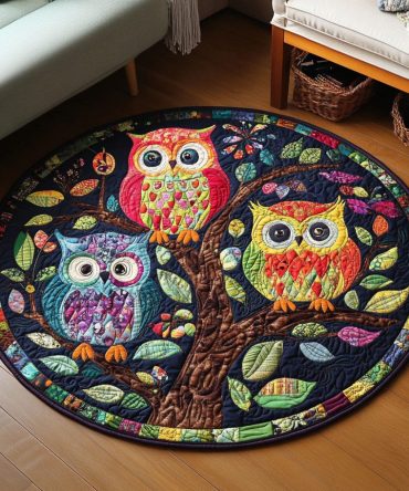 Owl Grove Quilted Round Mat
