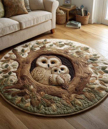 Owl Nest Quilted Round Mat
