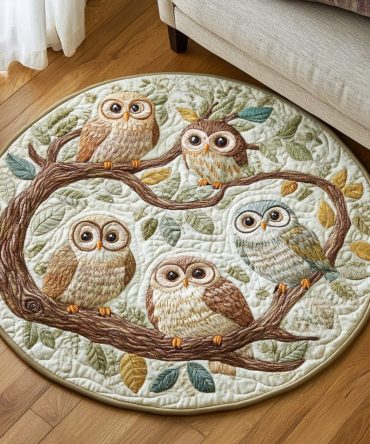 Owl Perch Quilted Round Mat